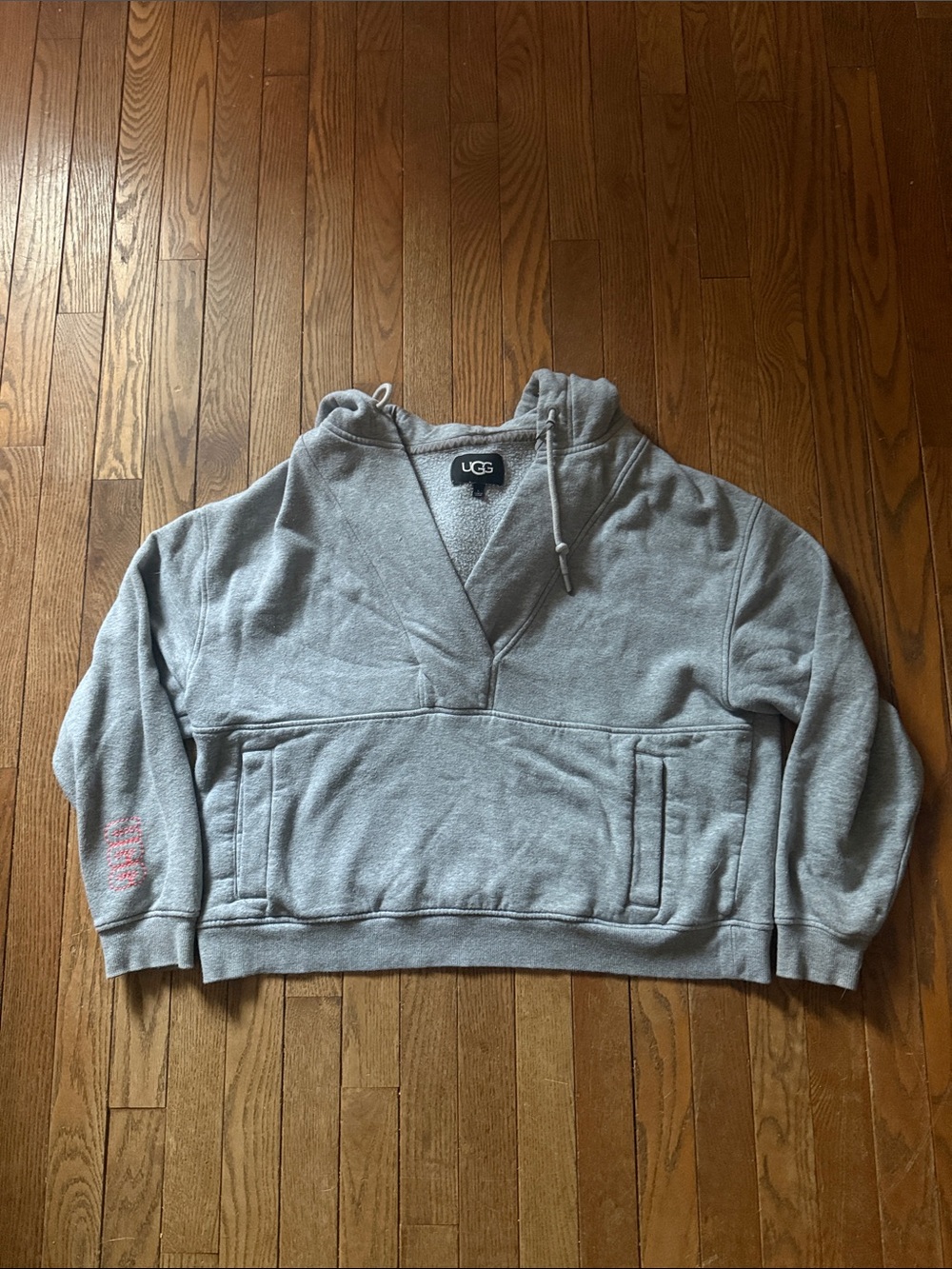 UGG Gray V-Neck Pullover Hoodie